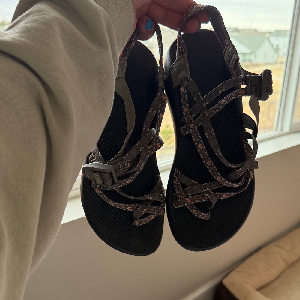 Chaco Women's Black Sandals with Multicolor Patterned Straps